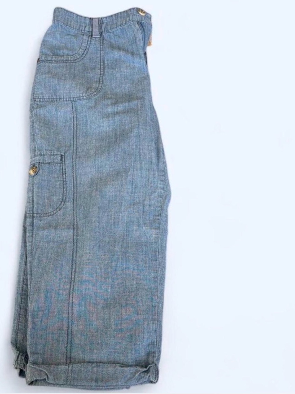 Women’s  plus size capri cargo 100% cotton chambray pants by White Stag. Size 14